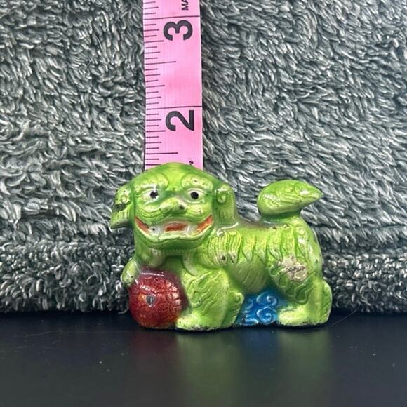 Chinese Cloisonné Enamel Miniature Foo Dog Brass Figurine ADORABLE - Picture 2 of 10
